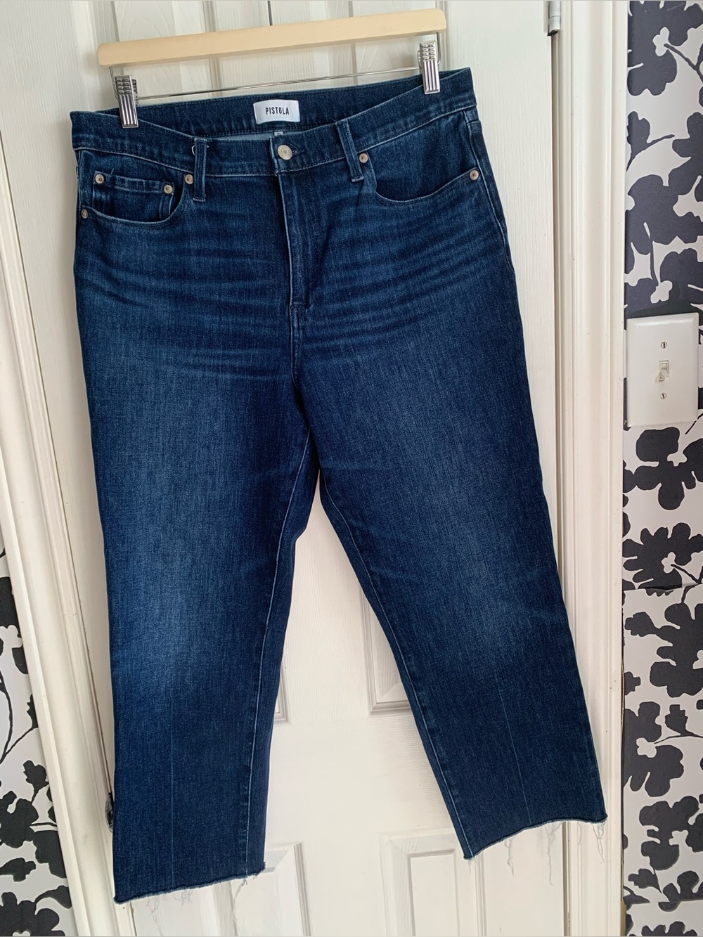 PISTOLA Dark Indigo High-Rise Cropped Jeans Classic quiet luxury old money denim
